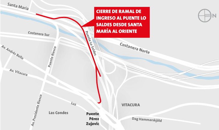Cierre ramal de ingreso al puente Lo Saldes desde Av. Santa María