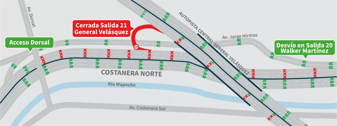 Cierre total calzada al poniente sector Walker Martinez