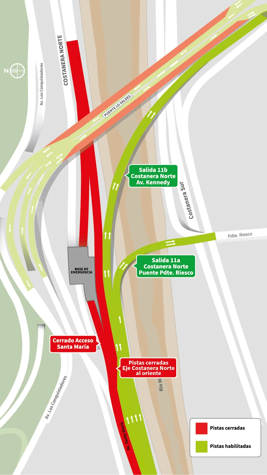 Cierre nocturno calzada al oriente sector puente Lo Saldes