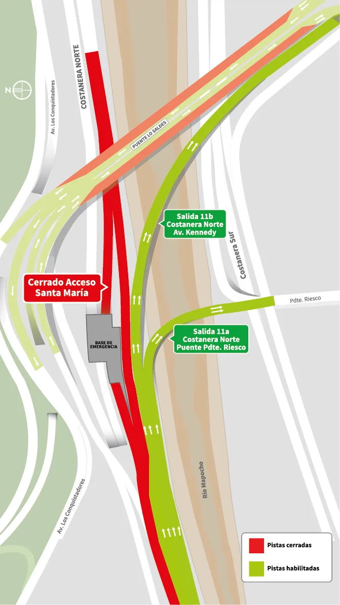 Cierre nocturno calzada al oriente sector puente Lo Saldes