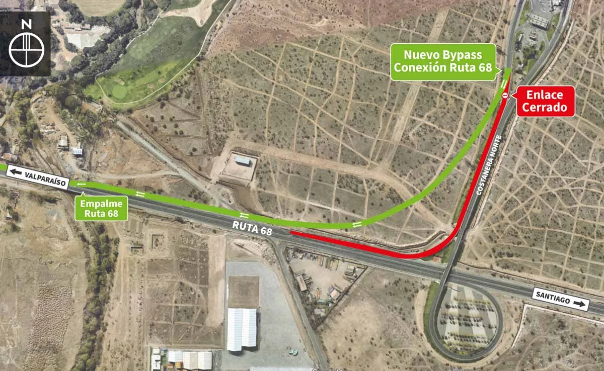 Habilitación de nuevo bypass para conexión Costanera Norte con Ruta 68 hacia Valparaíso